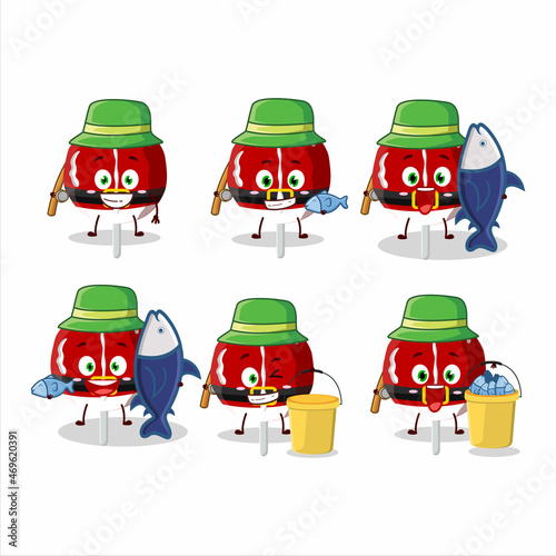 A fisherman red candy cookies christmas cartoon picture catch a big fish