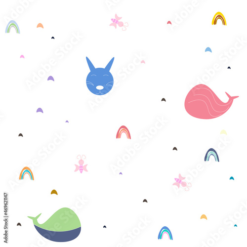 Cute animal seamless pattern.Vector illustration