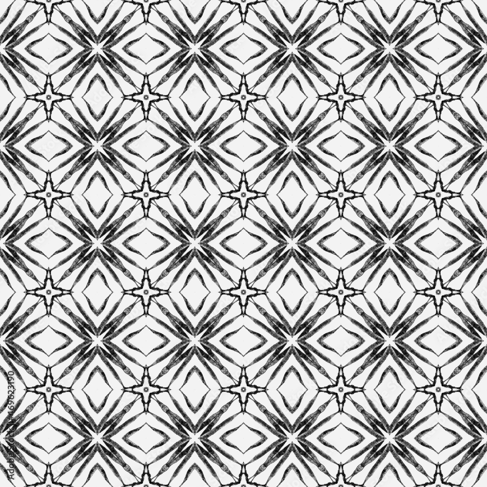 Ethnic hand painted pattern. Black and white