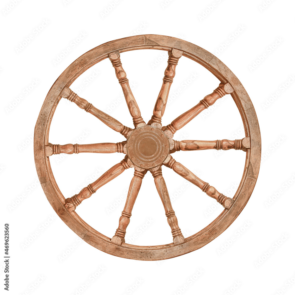 Old wooden grunge wagon wheel isolated on white background with clipping path Old wooden grunge wagon wheel isolated on white background with clipping path