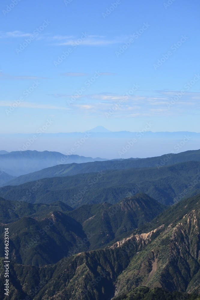 Climbing view from Nikko to Mount Shazan, Tochigi, Japan 