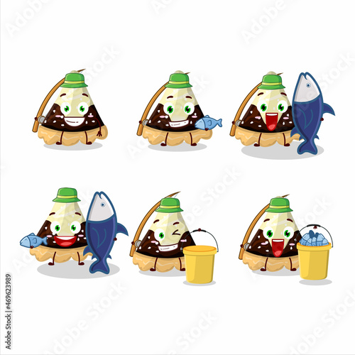 A fisherman slice of star chocolate pie cartoon picture catch a big fish