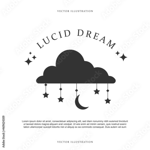 Creative lucid dream lettering with cloud, star and moon for wallpaper,  sticker and others