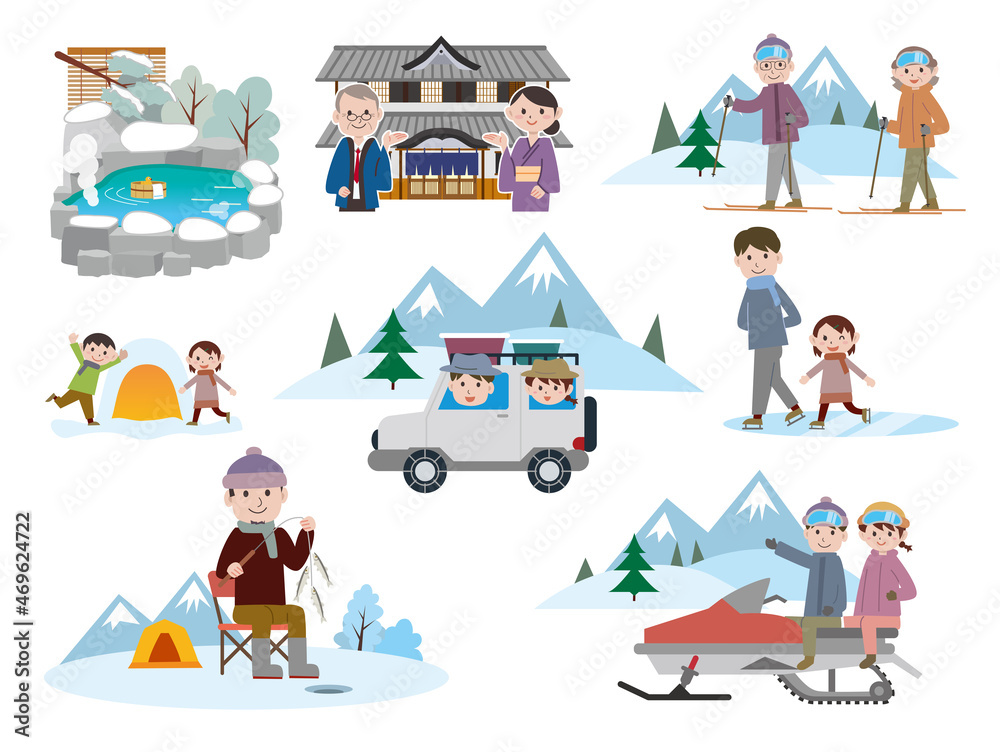 冬のレジャー イラストセット Stock Vector Adobe Stock