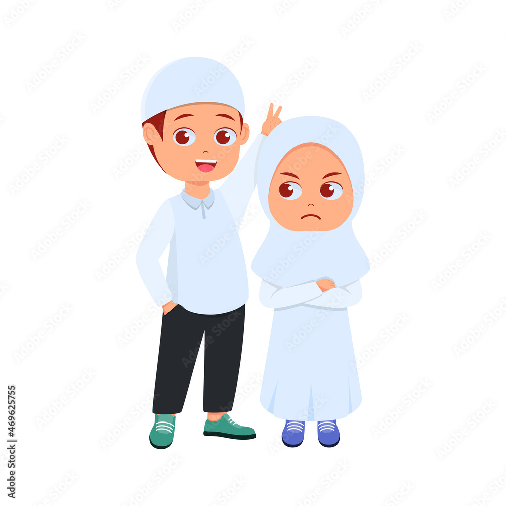 Cute girl and boy on white background Cute girl and boy on white background