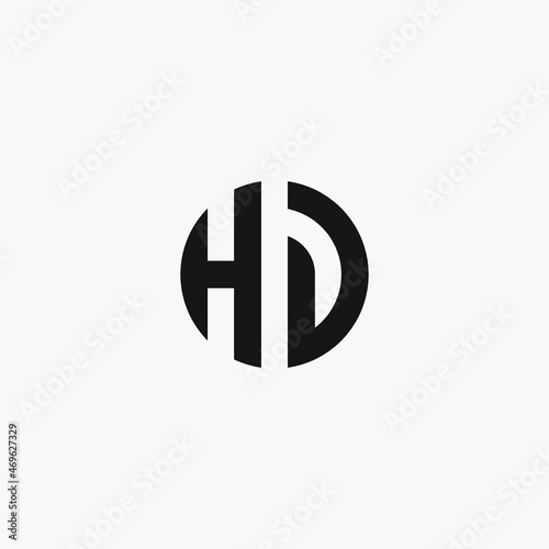 Initial HD letter monogram design logo template.