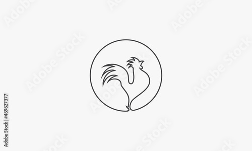 circle line icon rooster isolated on white background.
