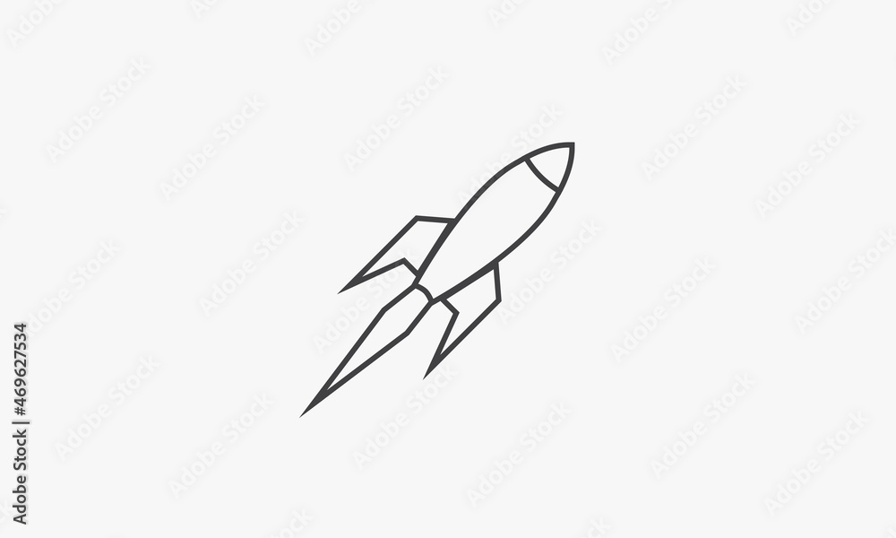 line icon rocket isolated on white background. line icon rocket isolated on white background.