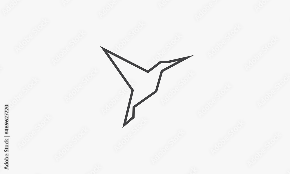 line icon colibri origami paper isolated on white background. line icon colibri origami paper isolated on white background.