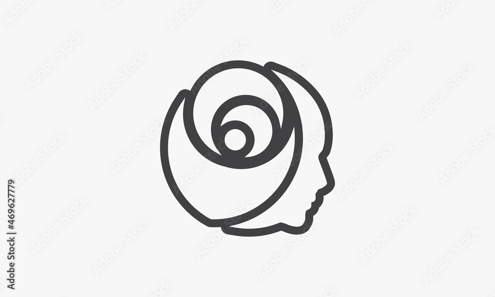 line icon head woman rose hair isolated on white background. line icon head woman rose hair isolated on white background.