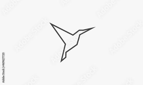 line icon colibri origami paper isolated on white background.