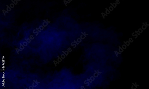 Abstract dark background. Blue smoke. Science experiment concept.