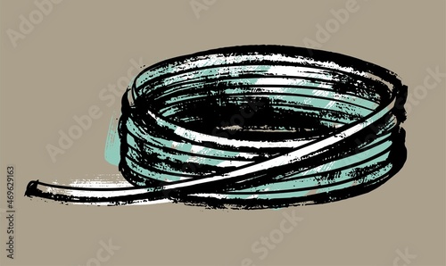 Garden hoses for watering, twisted. Illustration in the style of a careless sketch. Vector on an isolated background.