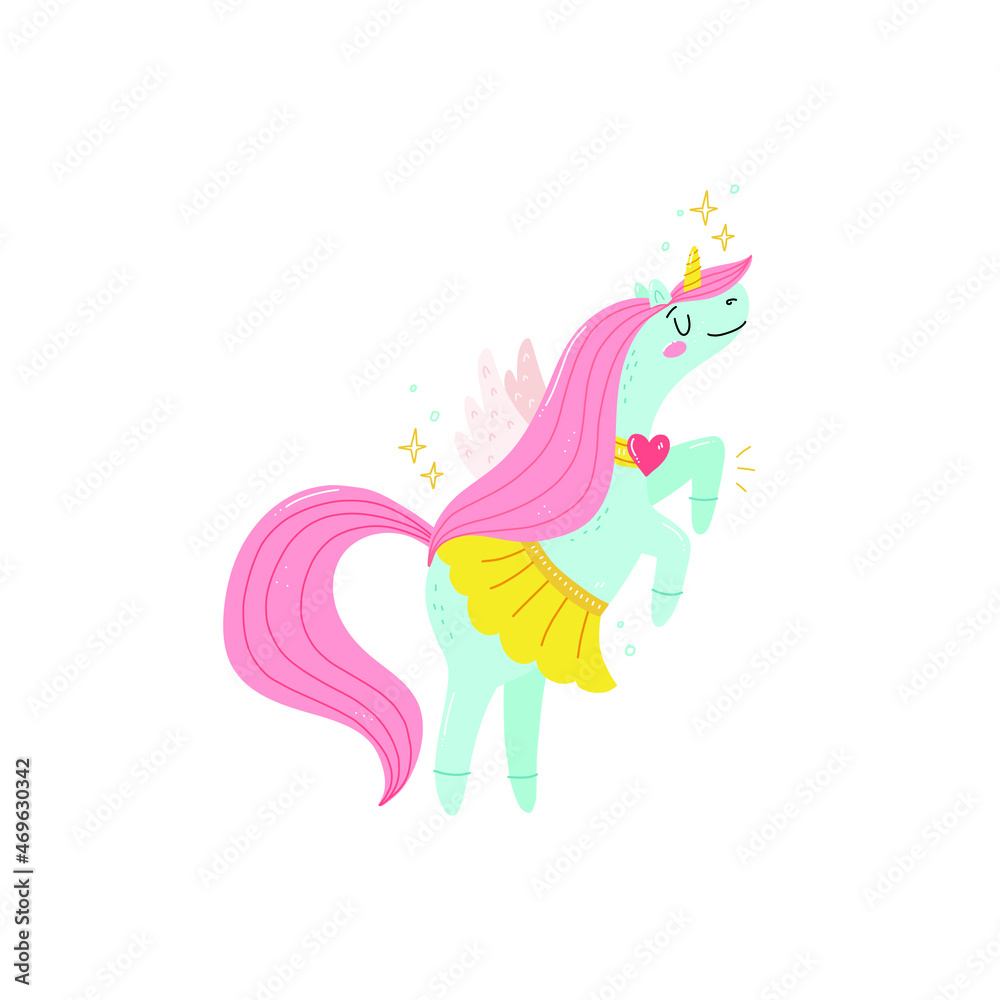 Cute unicorn card template vector illustration