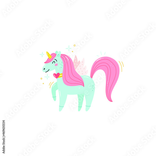 Cute unicorn card template vector illustration