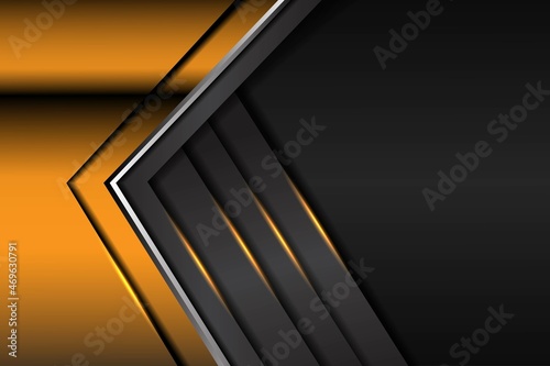 Abstract yellow light metallic arrow on dark grey design modern luxury futuristic technology background vector illustration.