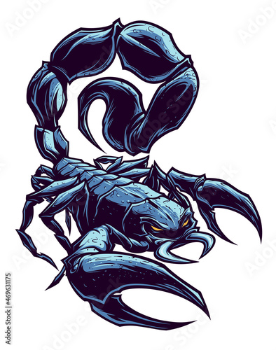 Black scorpion on the white background vector illustration.