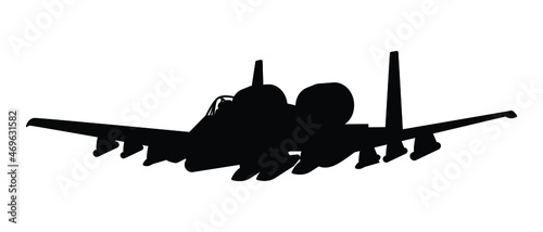 Military attack aircraft silhouette vector on white background, military vehicle technology, set of air force weapon in black and white.