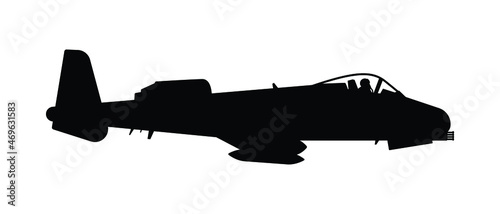 Military attack aircraft silhouette vector on white background, military vehicle technology, set of air force weapon in black and white.