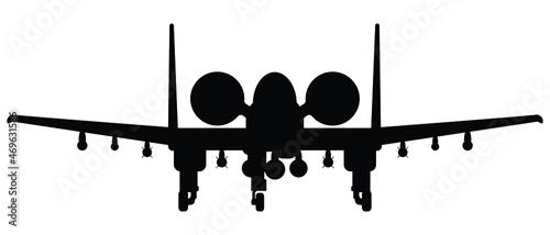 Military attack aircraft silhouette vector on white background, military vehicle technology, set of air force weapon in black and white.