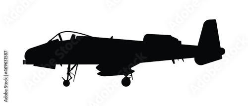 Military attack aircraft silhouette vector on white background, military vehicle technology, set of air force weapon in black and white.