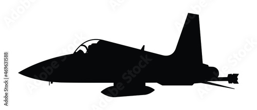 Military attack aircraft silhouette vector on white background, military vehicle technology, set of air force weapon in black and white.