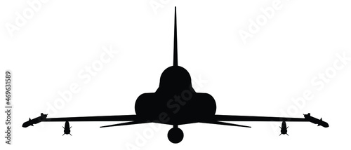Military attack aircraft silhouette vector on white background, military vehicle technology, set of air force weapon in black and white.