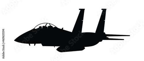 Military attack aircraft silhouette vector on white background, military vehicle technology, set of air force weapon in black and white.