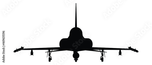Military attack aircraft silhouette vector on white background, military vehicle technology, set of air force weapon in black and white.