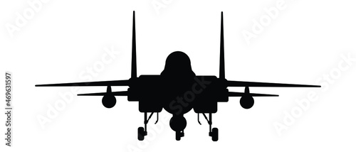 Military attack aircraft silhouette vector on white background, military vehicle technology, set of air force weapon in black and white.