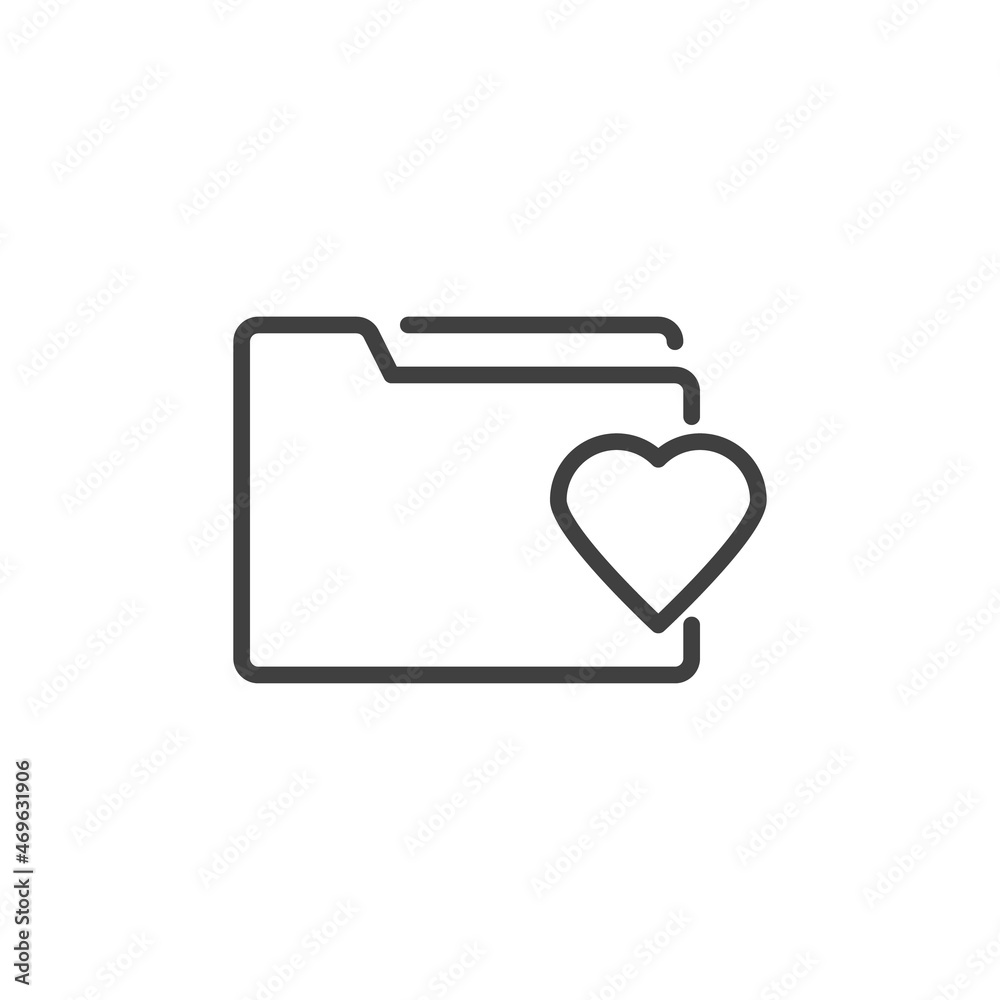 Document folder with heart line icon