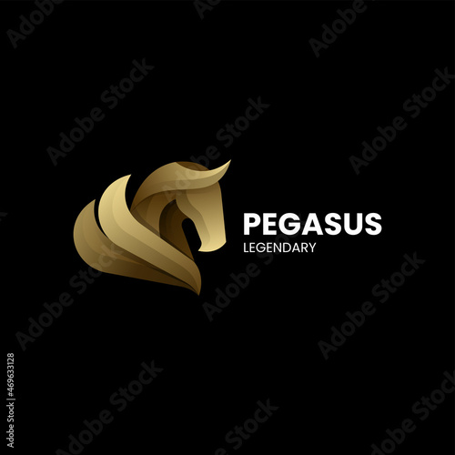 Vector Logo Illustration Pegasus Gradient Colorful Style.