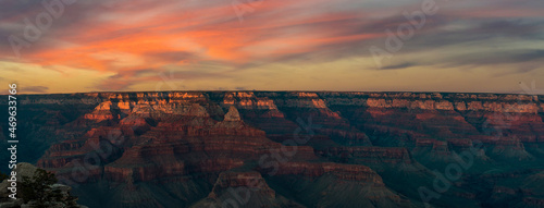 Sunset over the famous Grand Canyon in Arizona