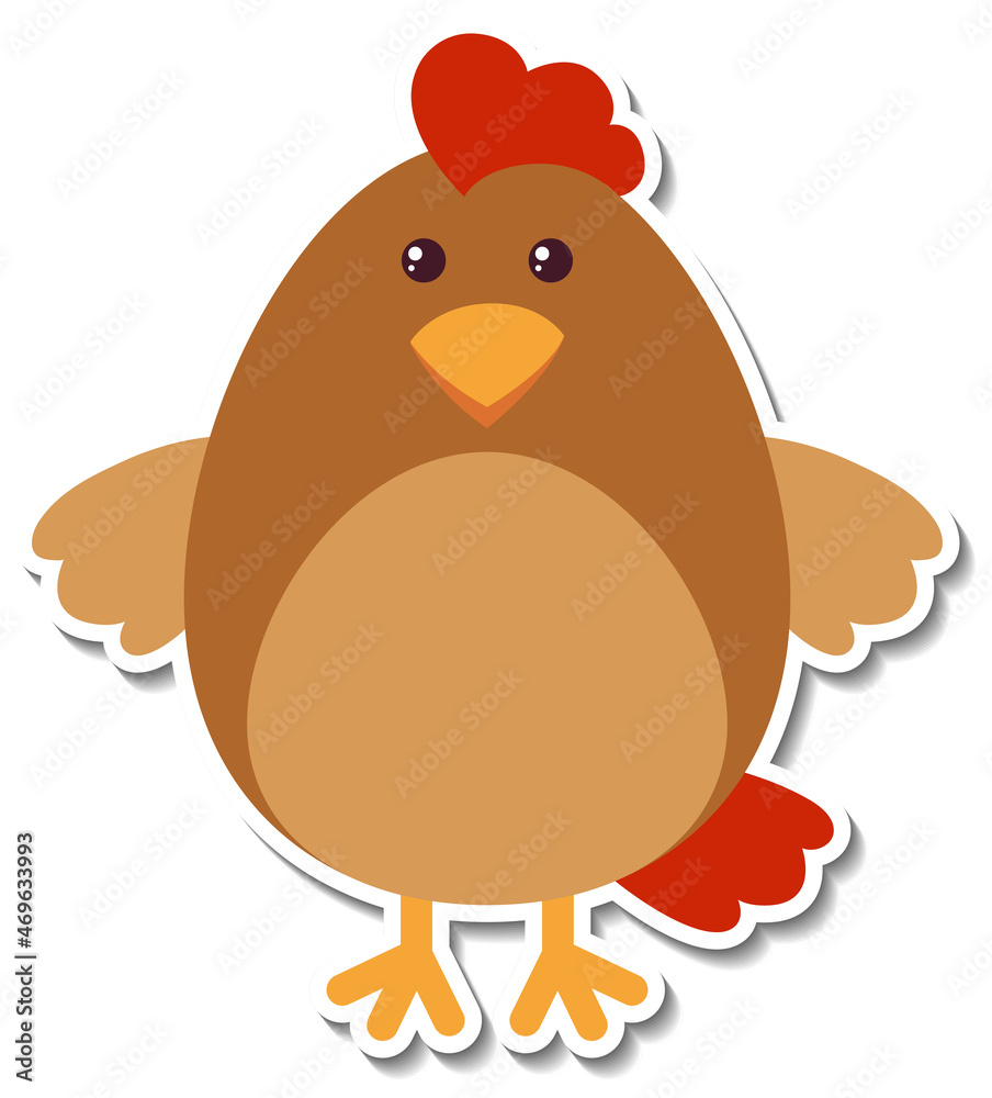 Chubby chicken animal cartoon sticker