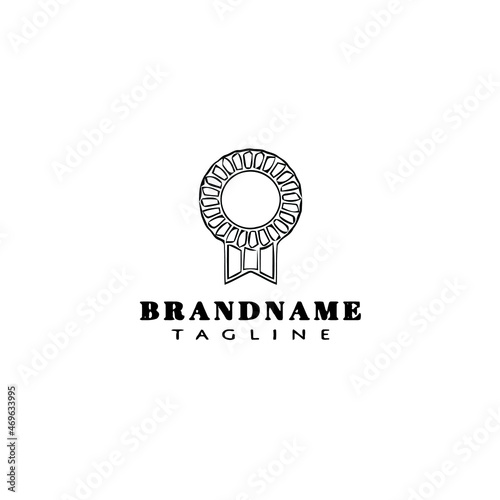 cockade with ribbon logo cartoon icon design template black style vector illustration