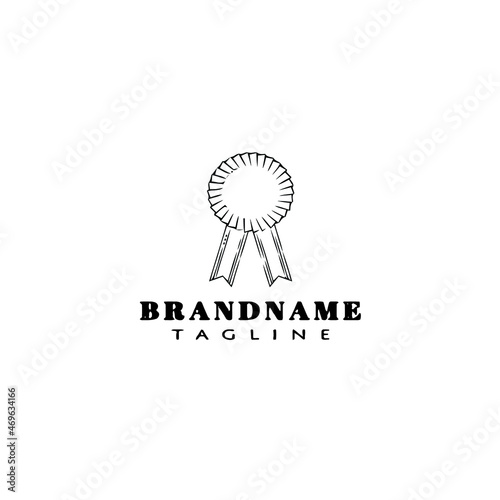 creative cockade with ribbon logo cartoon icon design template black isolated vector symbol