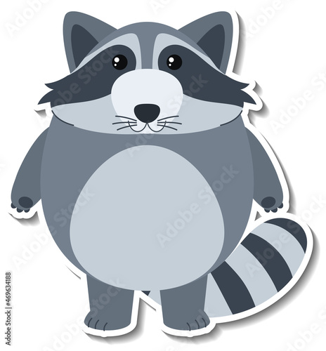 Fototapeta Naklejka Na Ścianę i Meble -  Chubby raccoon animal cartoon sticker