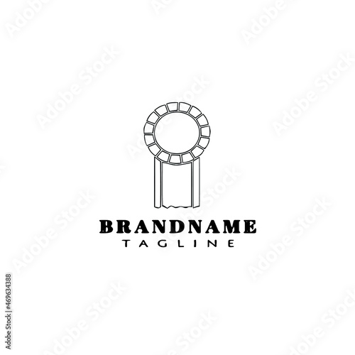 creative cockade with ribbon logo cartoon icon design template black isolated vector flat
