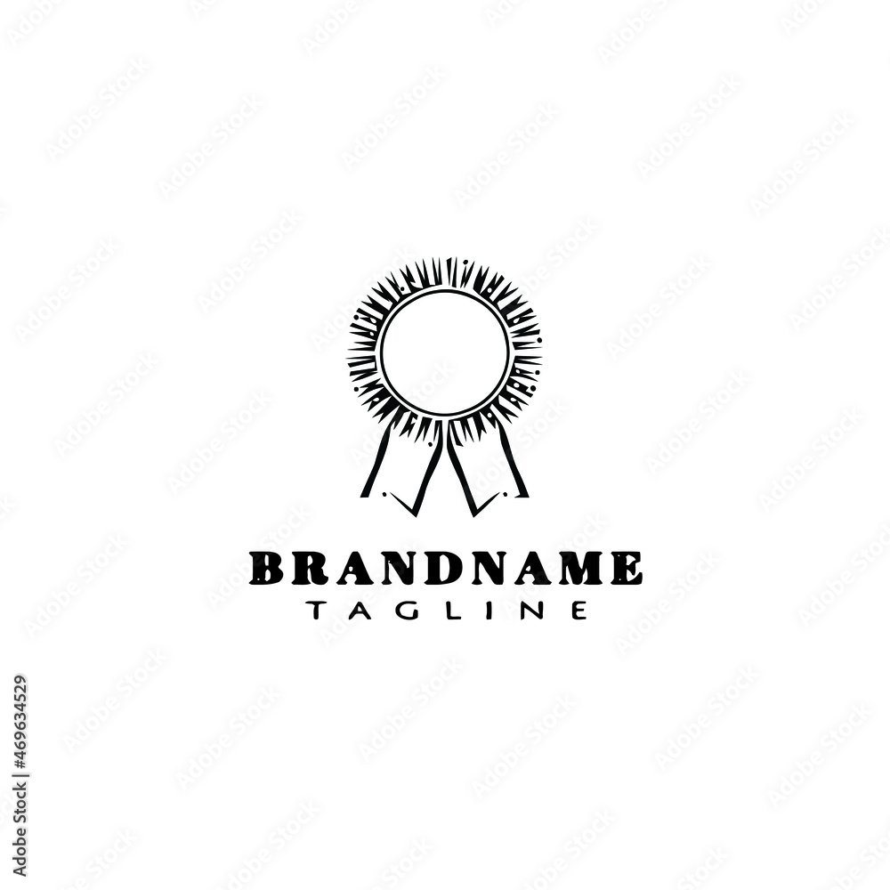 Fototapeta premium cockade with ribbon logo cartoon icon design template black isolated style illustration