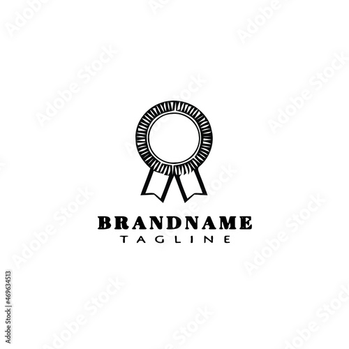 cockade with ribbon logo cartoon icon design style black isolated vector illustration