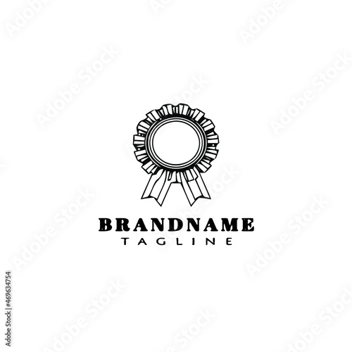 cockade with ribbon logo cartoon icon design template black creative vector illustration