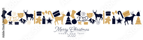 Merry Christmas and Happy New Year 2022 banner.