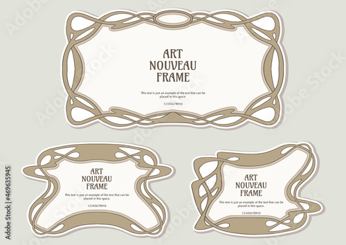 Label, decorative frame, border. Element for design. Template for product label, cosmetic packaging. Easy to edit. Vector illustration. In art nouveau style, vintage, old, retro style.