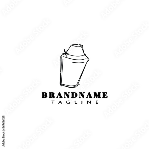 symbol cocktail shaker logo cartoon flat icon template black isolated vector illustration