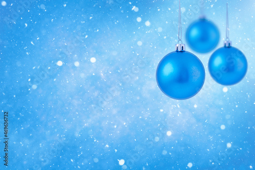Blue Christmas background with Christmas ornaments