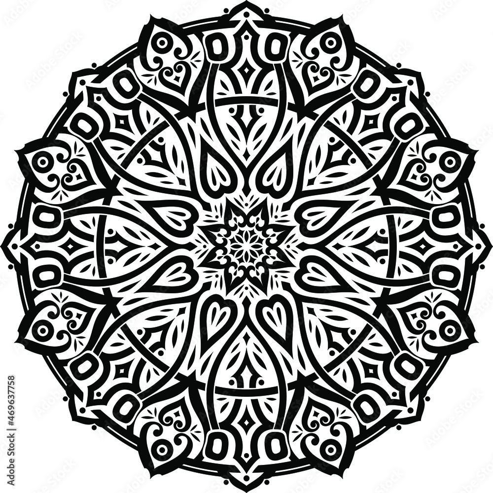 Vector ornament on a white isolate background.  round Ornament Pattern. 