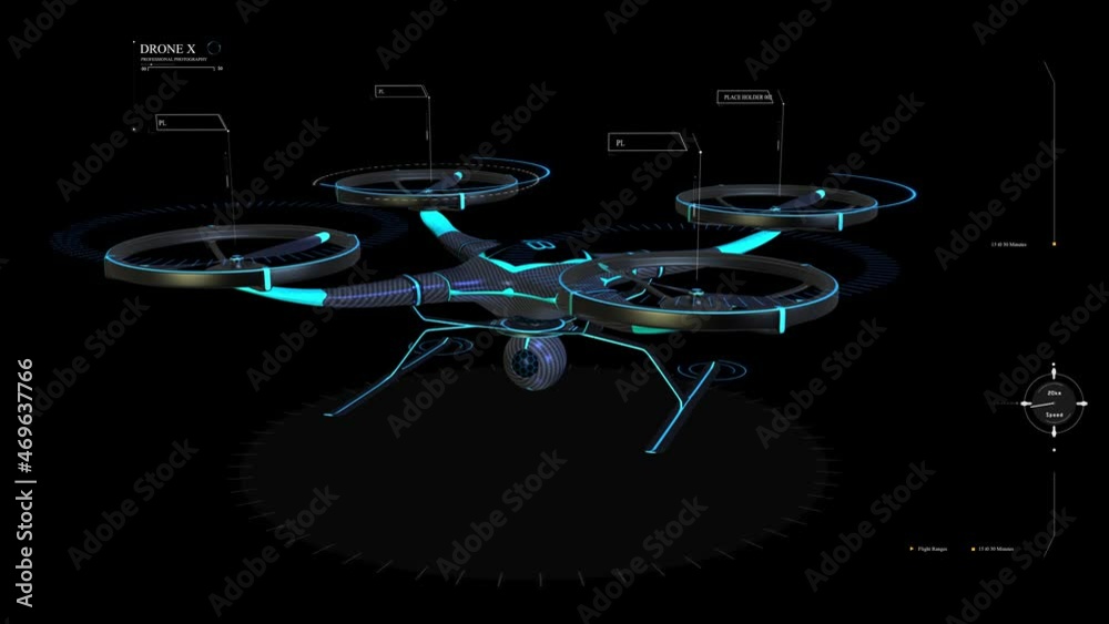 Drone Animation Matplotlib Video showing assimilation of parts of a Drone in animation on black ...