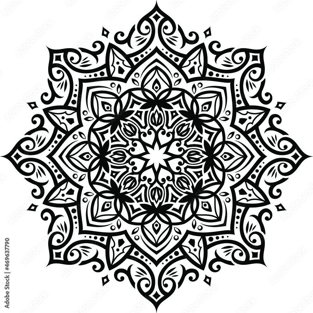Fototapeta premium Vector ornament on a white isolate background. round Ornament Pattern.