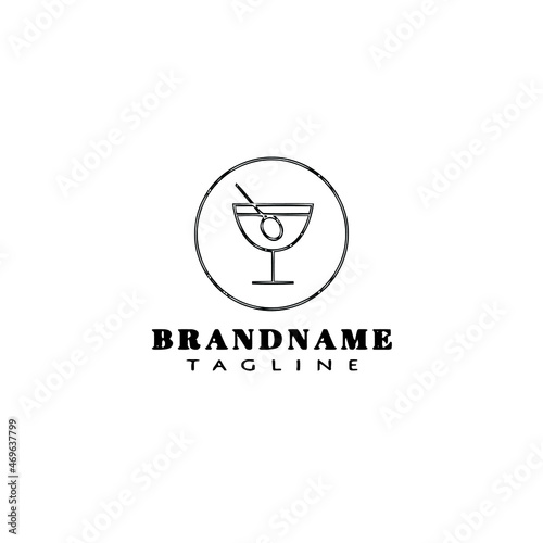 cocktail cartoon logo icon design template black isolated cute illustration