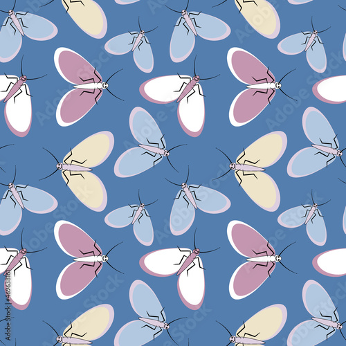 Seamless pattern - stylized moths - graphics. Summer, insects, unbearable ease of life. Wallpapers, textiles, packaging